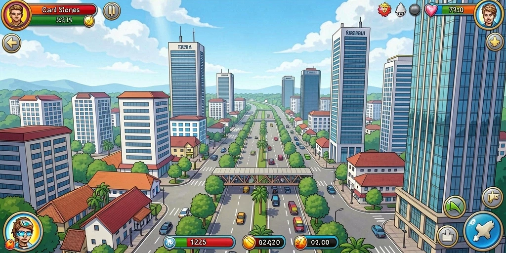 Menampilkan karakter utama dalam aksi.